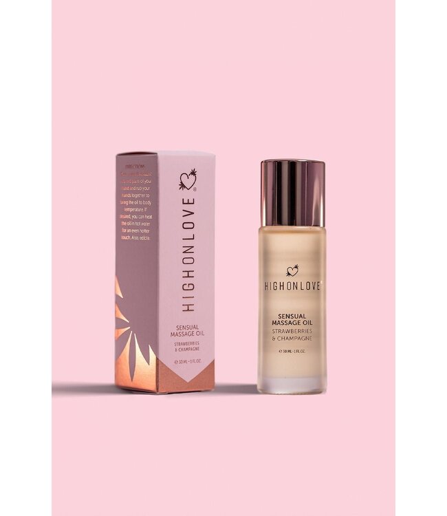 HighOnLove HIGH ON LOVE MASSAGE OIL STRAWBERRIES AND CHAMPAGNE MINI 30 ML