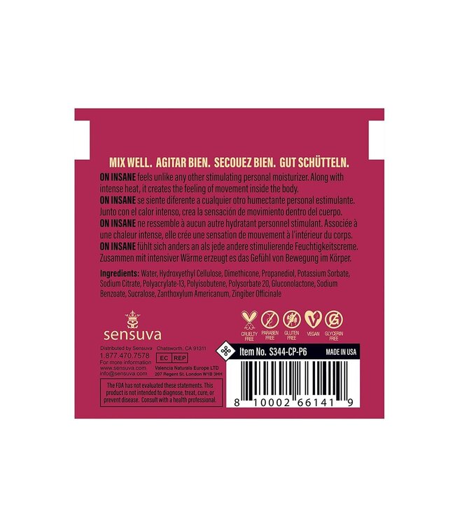 Sensuva SENSUVA ON INSANE ULTRA-STIMULATING PERSONAL MOISTURIZER CHERRY POP 6 ML 