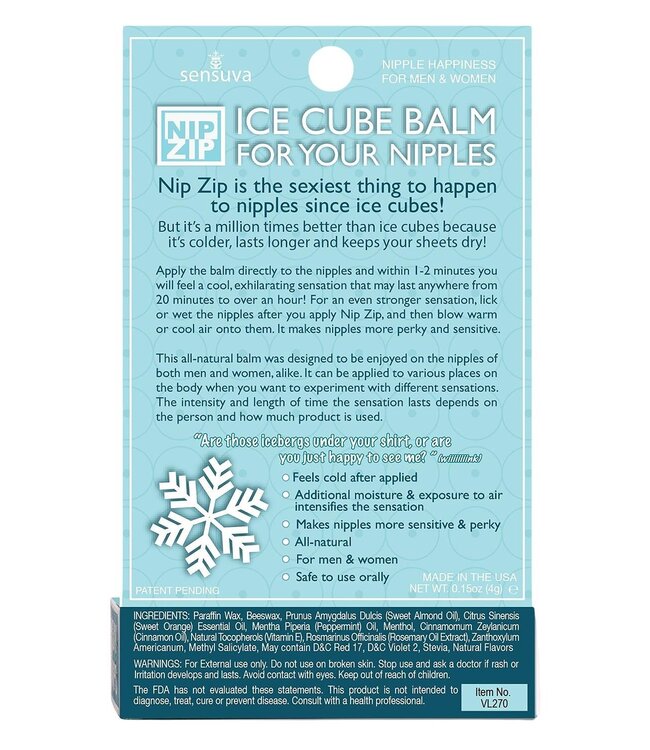 Sensuva SENSUVA NIP ZIP ICE CUBE NIPPLE BALM STRAWBERRY MINT