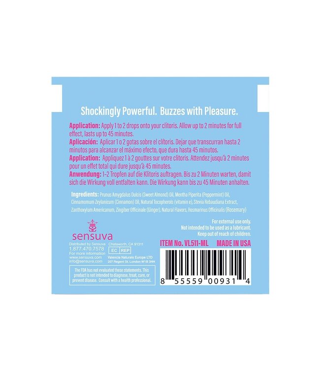 Sensuva SENSUVA ON ICE AROUSAL OIL SINGLE USE AMPOULE PACKET