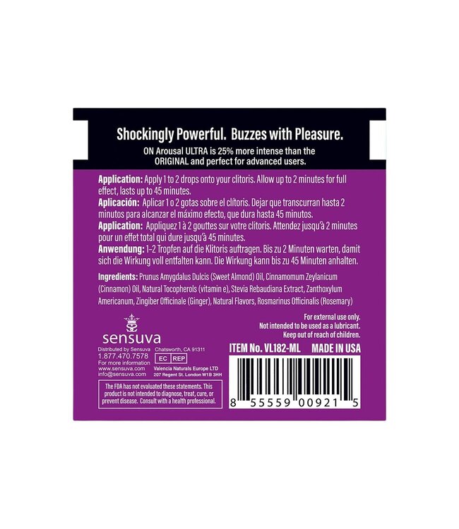 Sensuva SENSUVA ON ULTRA AROUSAL OIL 75 PIECE SINGLE USE TUB