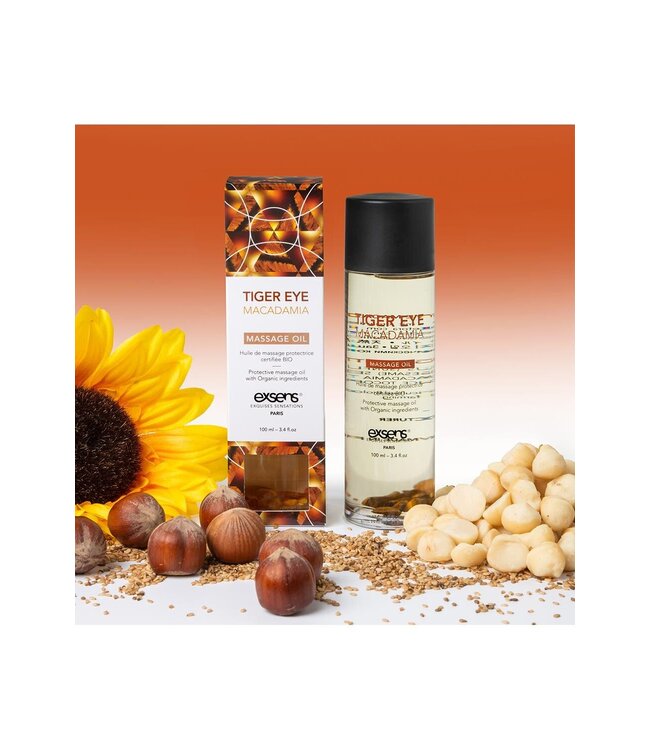 Exsens EXSENS ORGANIC MASSAGE OIL TIGER EYE MACADAMIA  100ML