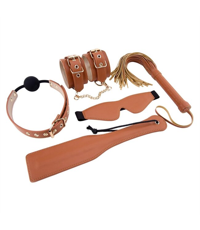 Dreamtoys BLAZE ELITE BDSM SET COGNAC VEGAN LEATHER