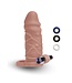 Size-Up SIZE UP SILICONE VIBRATING REALISTIC PENIS EXTENDER WITH BALL LOOP TAN