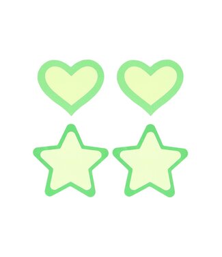 Peekaboo PEEKABOO PASTIES GLOW IN THE DARK HEARTS AND STARS GRN