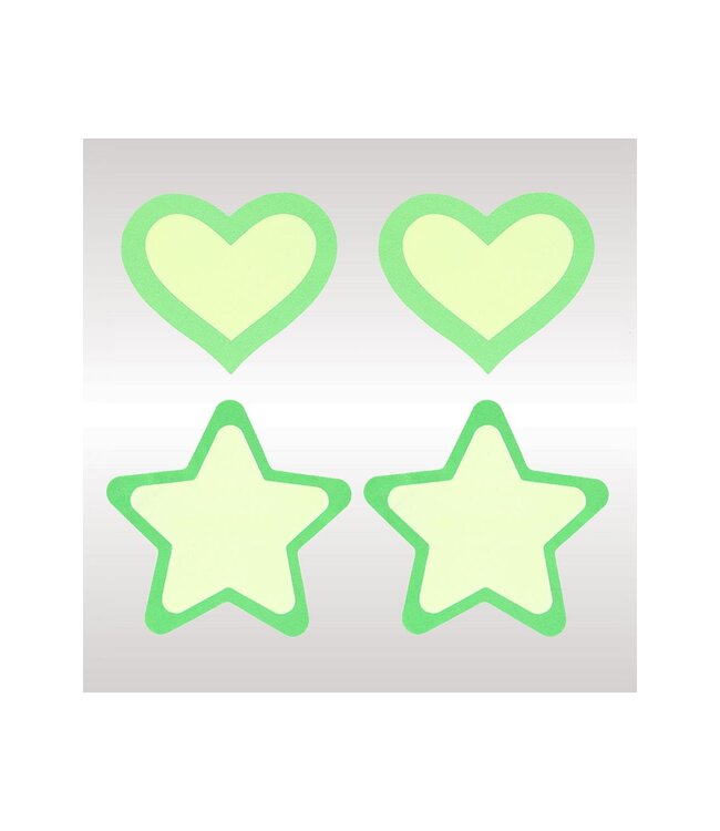 Peekaboo PEEKABOO PASTIES GLOW IN THE DARK HEARTS AND STARS GRN