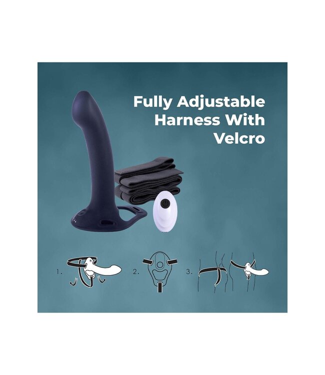 NMC NMC 9.5 INCH RECHARGEABLE SILICONE VIBRATION HOLLOW STRAP ON WITH BALL RING BLACK