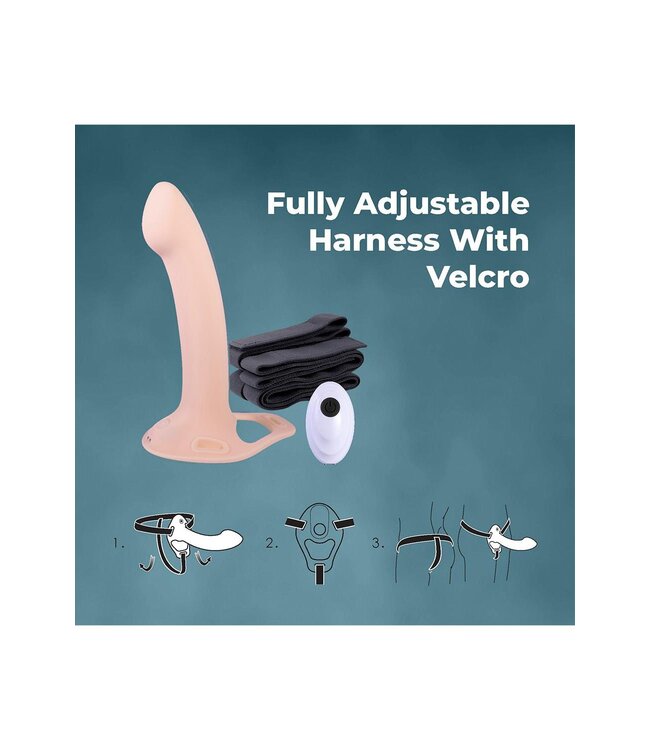 NMC NMC 9.5 INCH RECHARGEABLE SILICONE VIBRATION HOLLOW STRAP ON WITH BALL RING FLESH