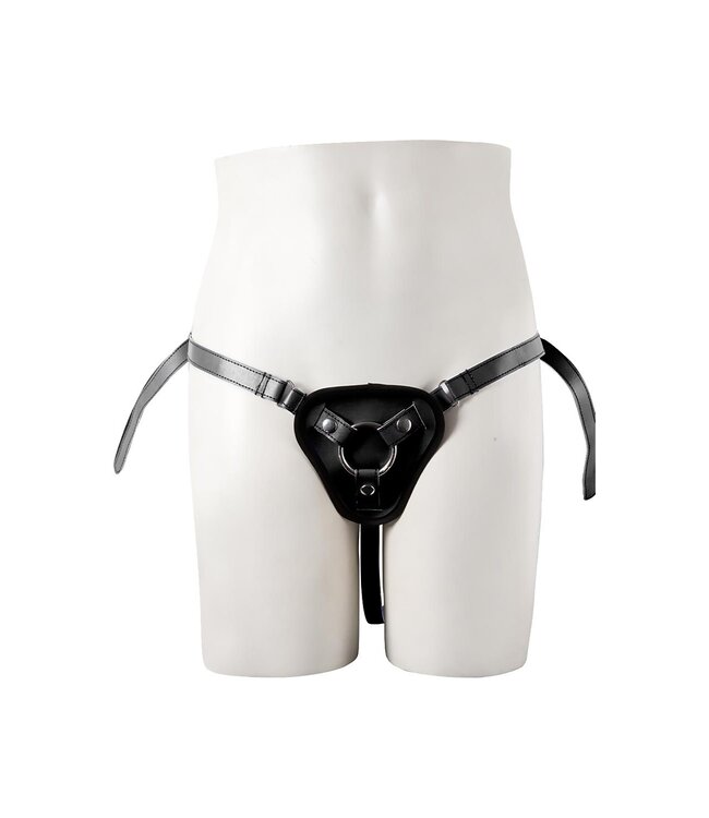 NMC STRAPON BLACK PU HARNESS WITH TWO RINGS