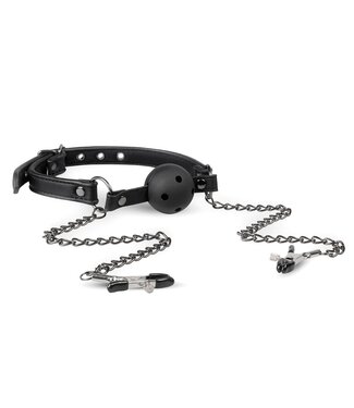 Easytoys Fetish Collection Easytoys Fetish - Open Ball Gag Met Tepelklemmen