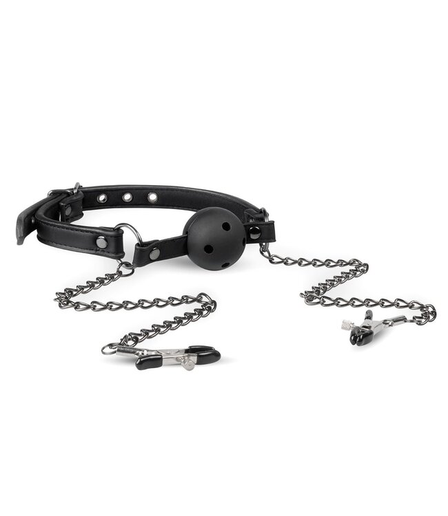 Easytoys Fetish Collection Easytoys Fetish - Open Ball Gag Met Tepelklemmen