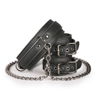 Easytoys Fetish Collection Easytoys Fetish - Kunstleren Halsband Met Handboeien - Zwart