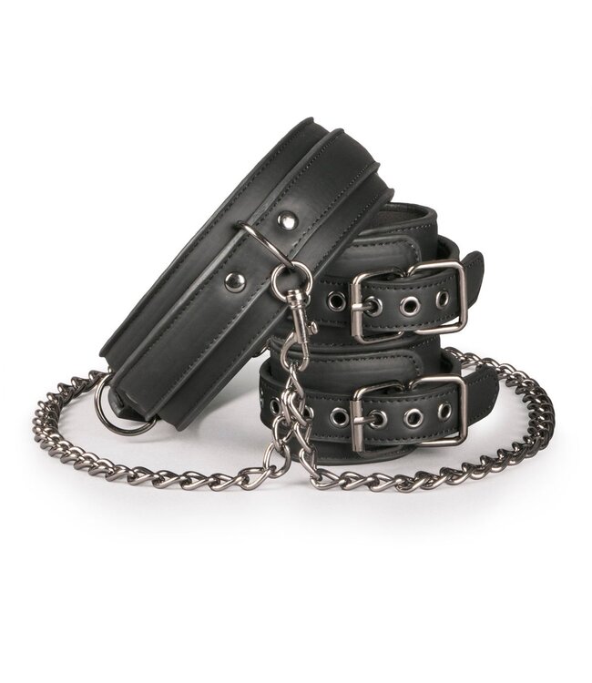 Easytoys Fetish Collection Easytoys Fetish - Kunstleren Halsband Met Handboeien - Zwart