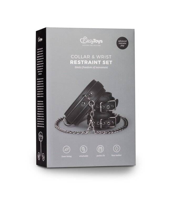 Easytoys Fetish Collection Easytoys Fetish - Kunstleren Halsband Met Handboeien - Zwart