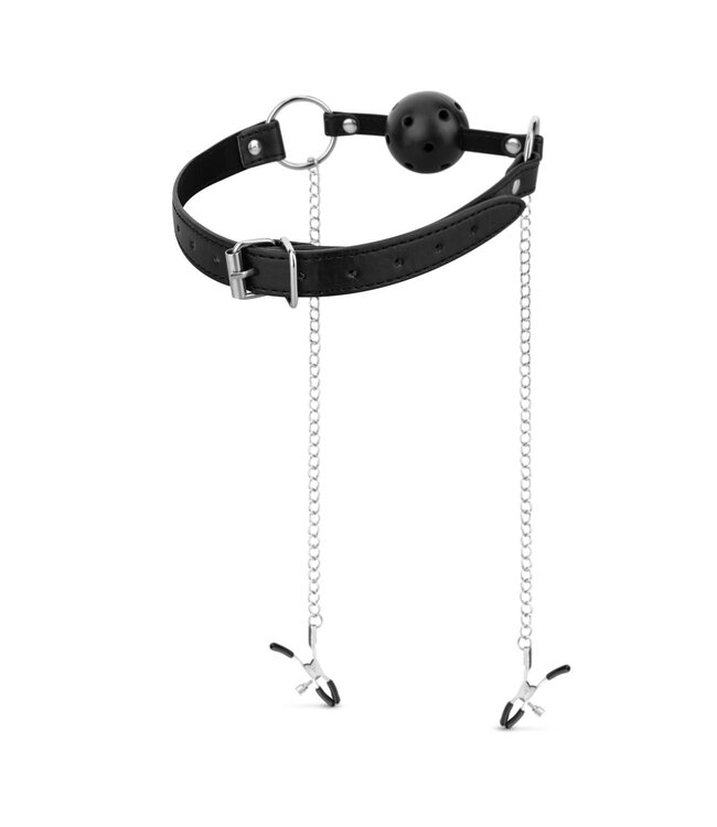 Bedroom Fantasies Bedroom Fantasies - Ball Gag met Tepelklemmen - Zwart