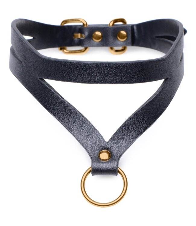 XR Brands Bondage Baddie Collar Met O-ring - Zwart/Goud