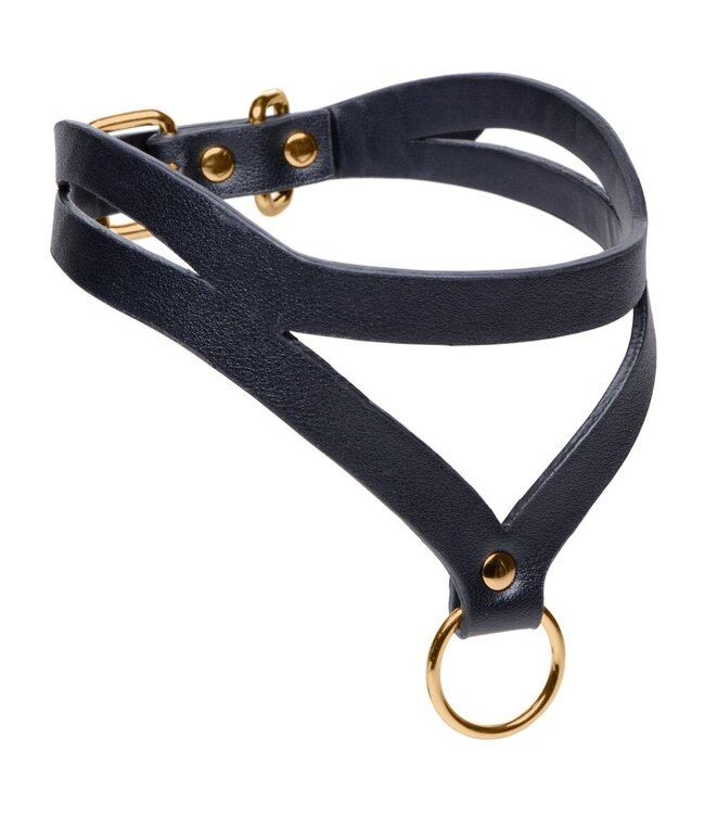 XR Brands Bondage Baddie Collar Met O-ring - Zwart/Goud