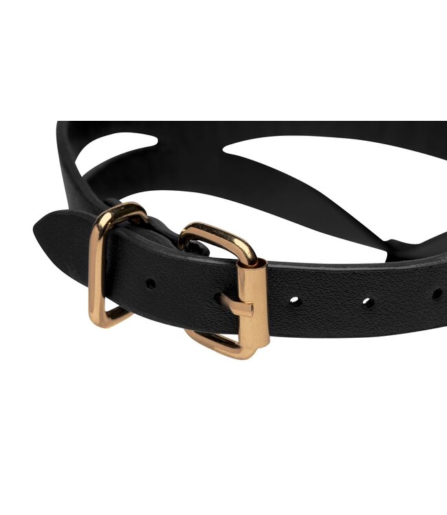 XR Brands Bondage Baddie Collar Met O-ring - Zwart/Goud