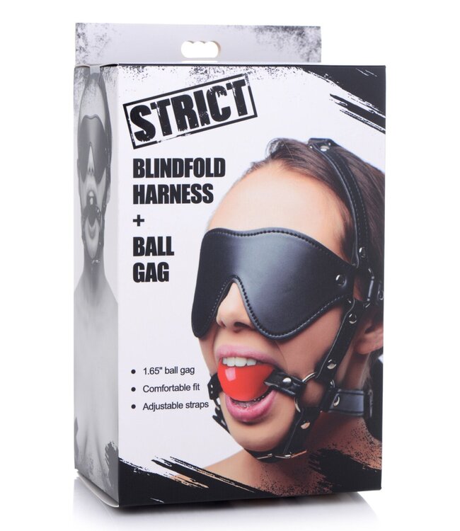 XR Brands Kinky Verstelbaar Harnas Met blinddoek En Ballgag