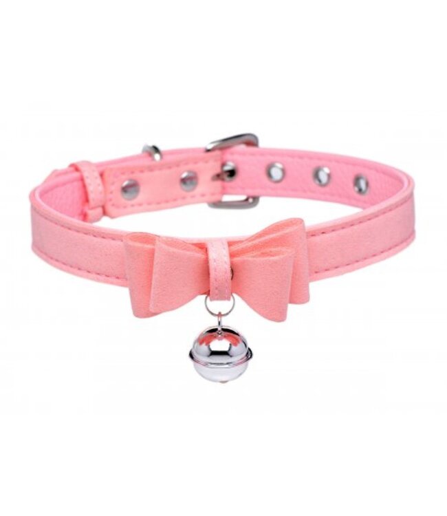 XR Brands Golden Kitty Collar Met Kattenbelletje - Roze/Zilver
