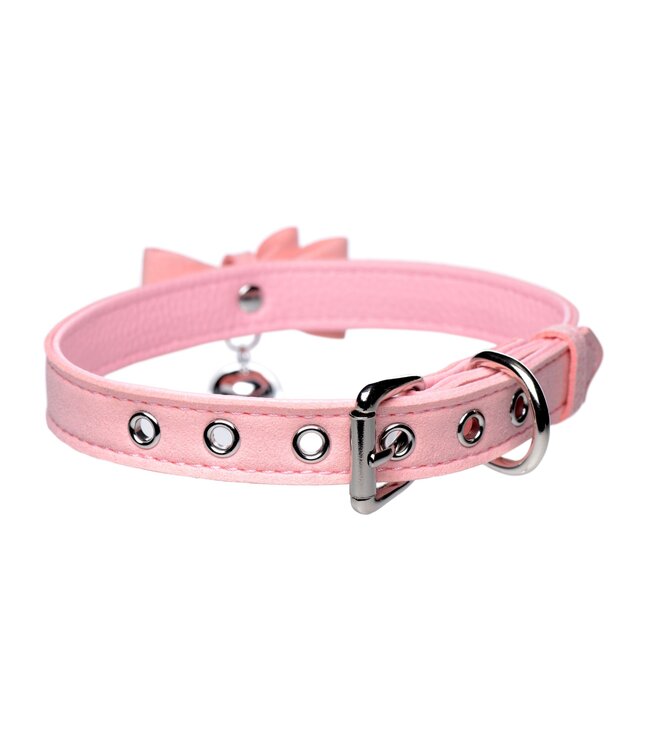 XR Brands Golden Kitty Collar Met Kattenbelletje - Roze/Zilver