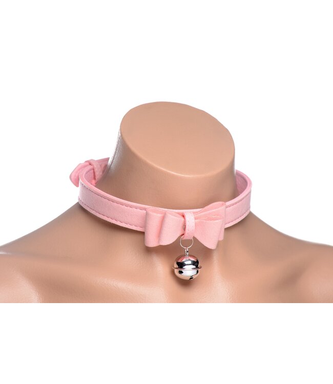 XR Brands Golden Kitty Collar Met Kattenbelletje - Roze/Zilver