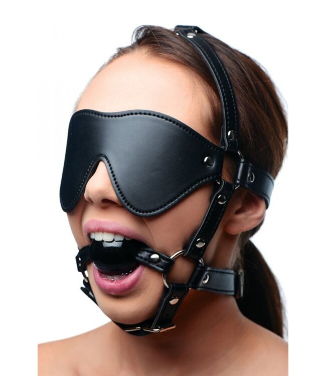 XR Brands STRICT - Kunstleren Masker Met Ball Gag