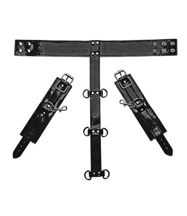 XR Brands Leren Nek en Polsboeien - Zwart