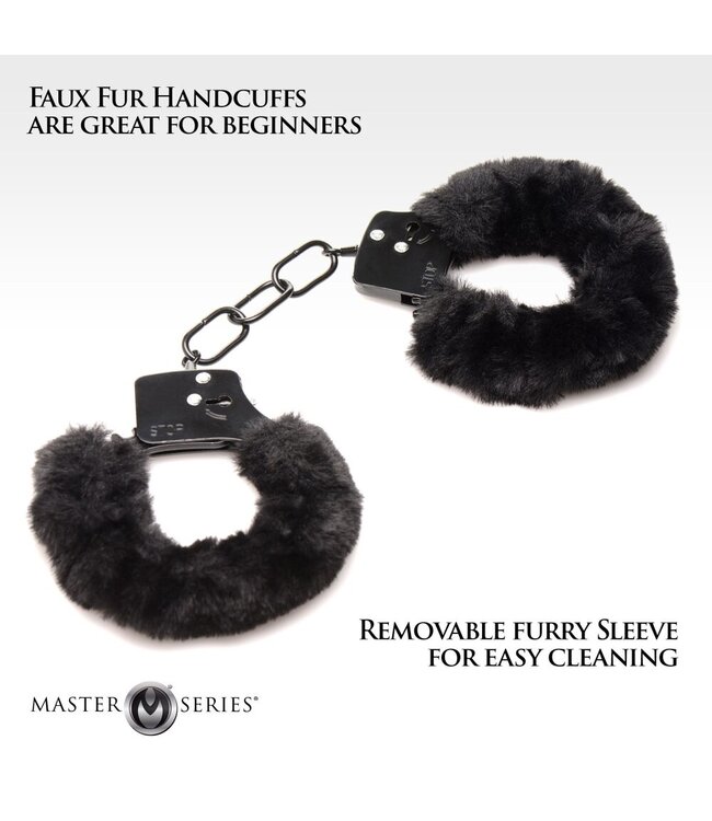 XR Brands XR Brands - Cuffed In Fur Handboeien - Zwart