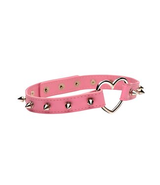 XR Brands XR Brands - Spiked Heart Choker - Roze