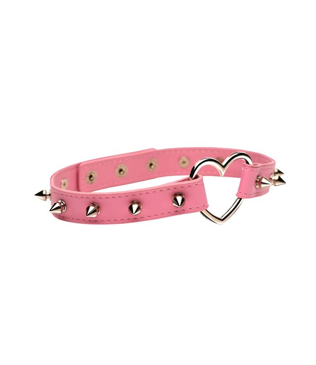 XR Brands XR Brands - Spiked Heart Choker - Roze