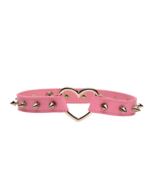 XR Brands XR Brands - Spiked Heart Choker - Roze