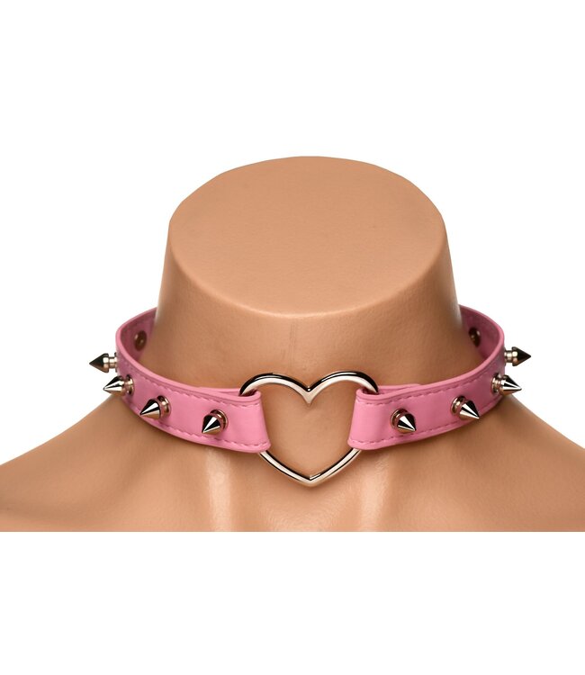 XR Brands XR Brands - Spiked Heart Choker - Roze