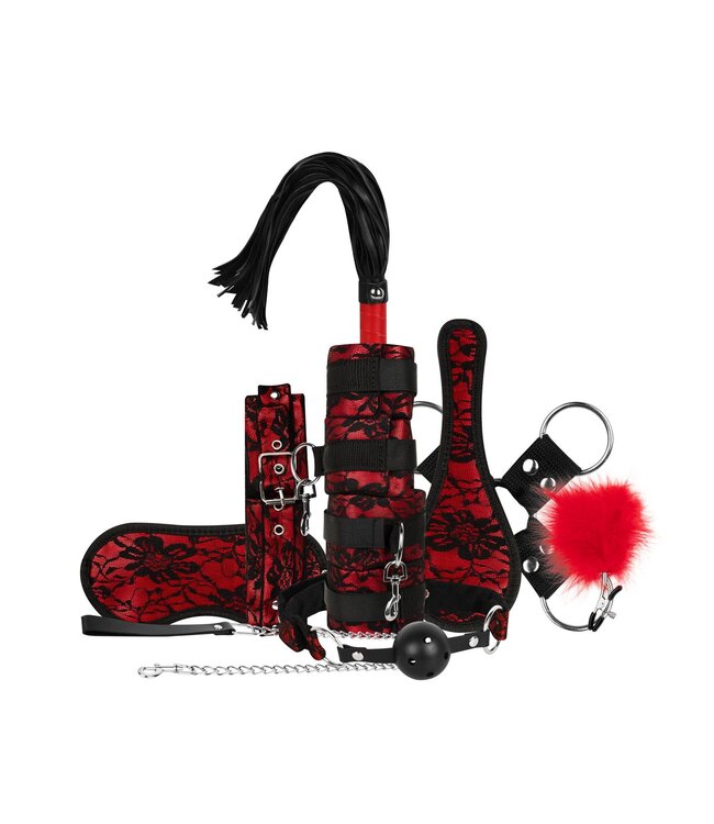 Bedroom Fantasies Bedroom Fantasies - Lace & Leather Look - 8-delige Bondage Set - Rood
