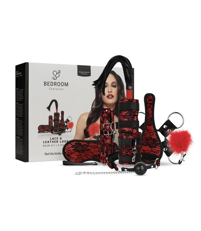Bedroom Fantasies Bedroom Fantasies - Lace & Leather Look - 8-delige Bondage Set - Rood