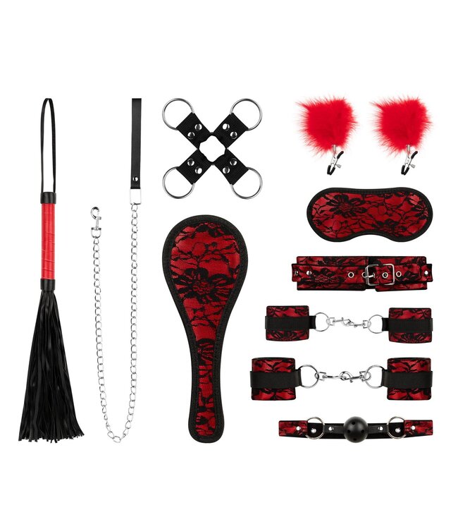 Bedroom Fantasies Bedroom Fantasies - Lace & Leather Look - 8-delige Bondage Set - Rood