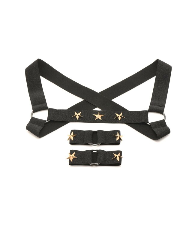 XR Brands XR Brands - Borstharnas met Armbanden - Zwart