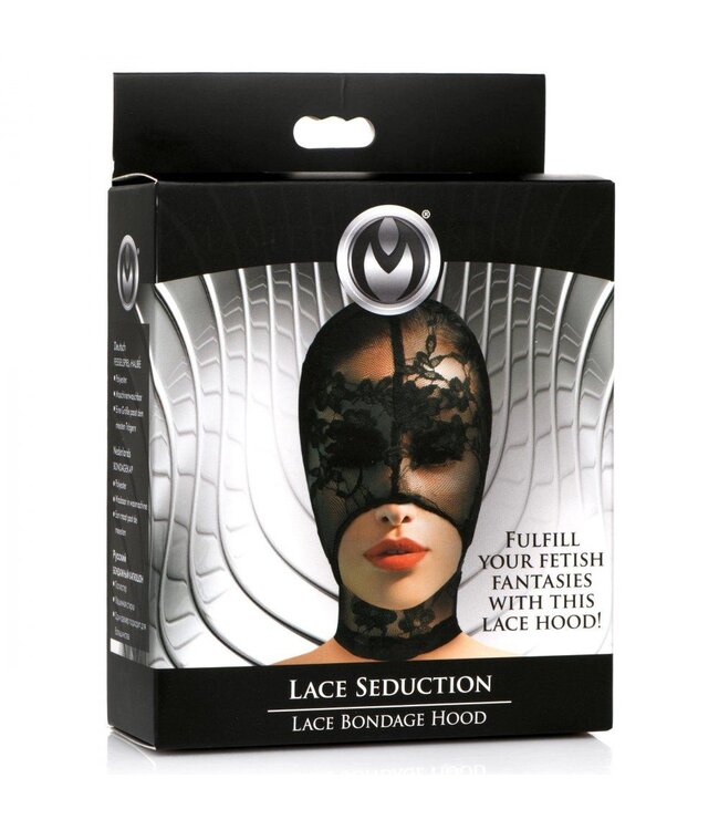 XR Brands Lace Seduction Bondage Masker - Zwart