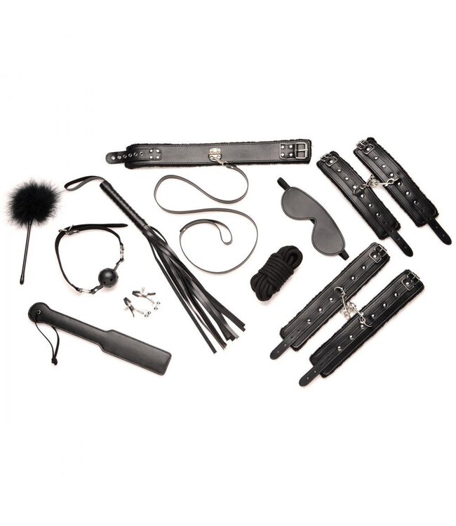XR Brands Hook Up 10-delige Pluche Bondage Set - Zwart