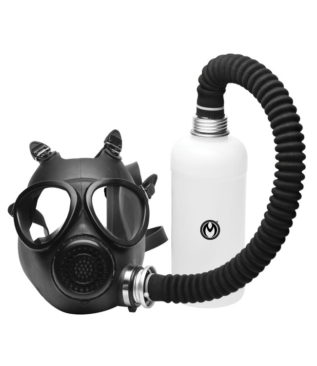 XR Brands XR Brands - Inhaler Gas Masker Met Fles - Zwart & Wit