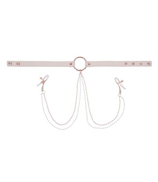 Sportsheets Sportsheets – S&M Peaches ‘n CreaMe Halsband met Tepelklemmen – Cream