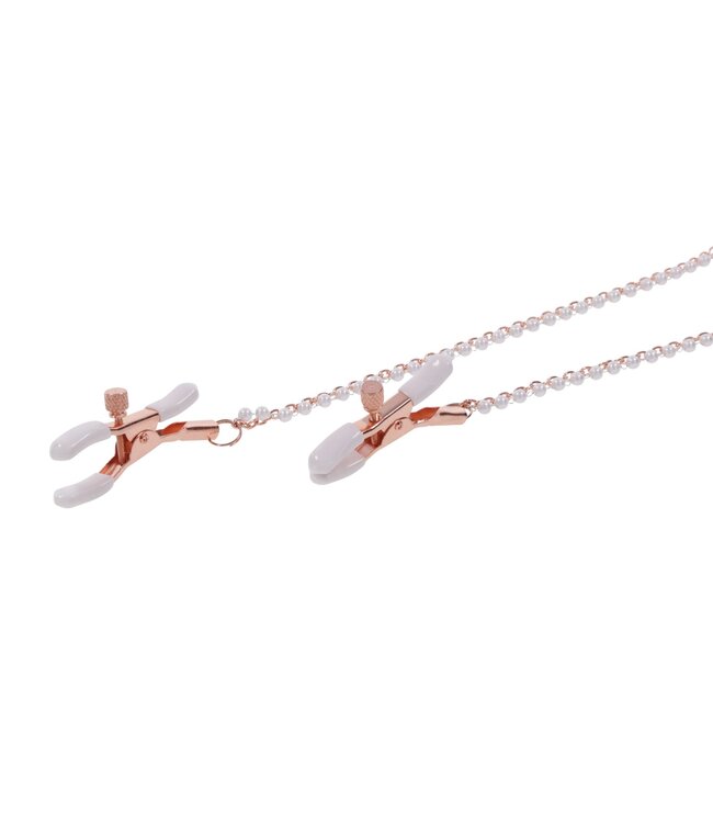 Sportsheets Sportsheets – S&M Peaches ‘n CreaMe Halsband met Tepelklemmen – Cream