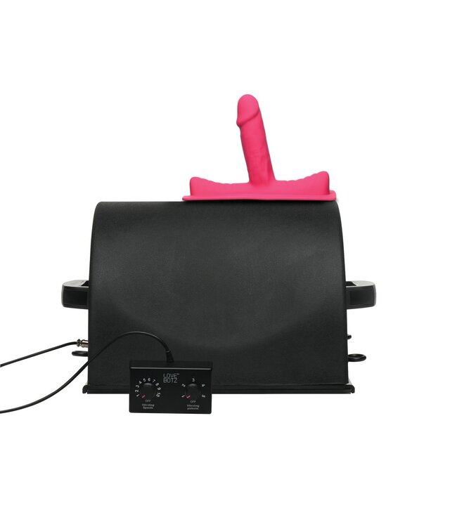 XR Brands LOVE BOTZ - 50X Saddle Pro Sex Machine met 4 Opzetstukken - Zwart