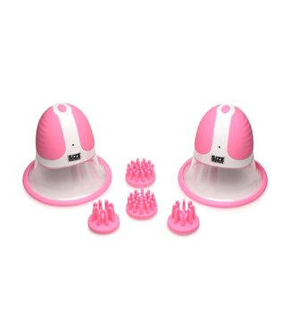 XR Brands SIZE MATTERS - Roterende Tepelzuigers - 4 Opzetstukken