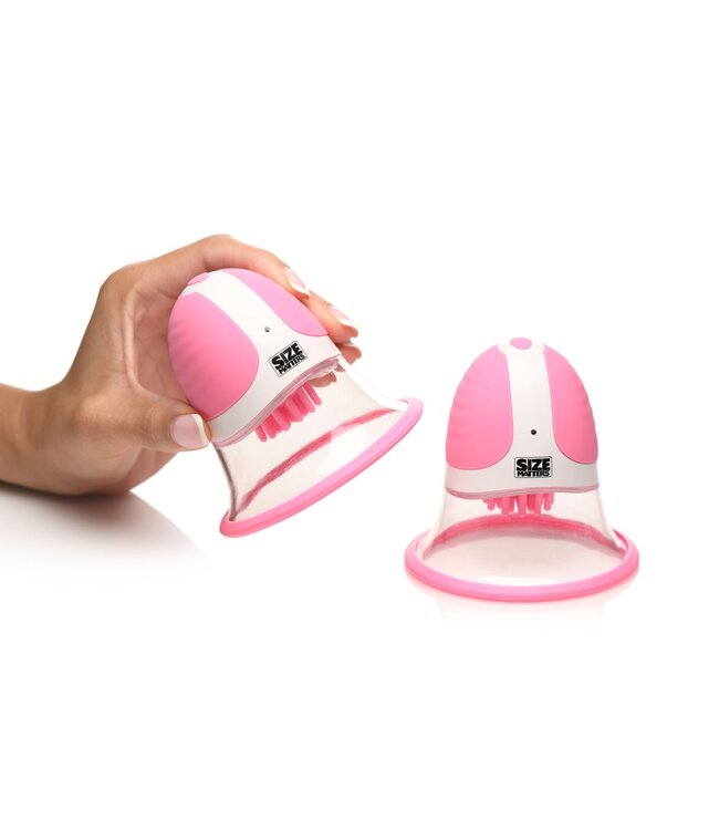 XR Brands SIZE MATTERS - Roterende Tepelzuigers - 4 Opzetstukken