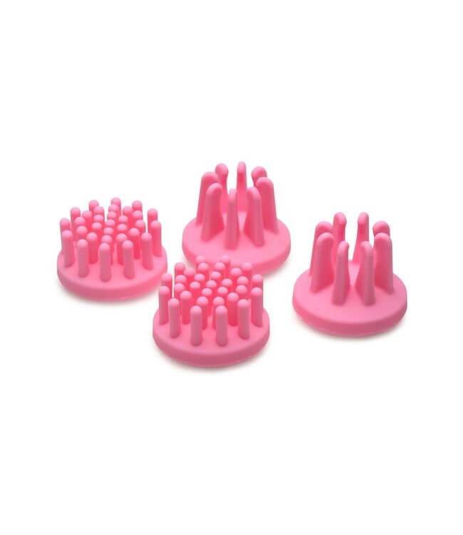 XR Brands SIZE MATTERS - Roterende Tepelzuigers - 4 Opzetstukken