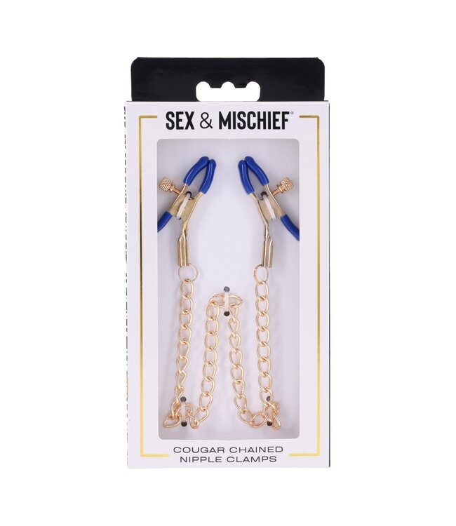Sportsheets Cougar Tepelklemmen met Ketting - Goud
