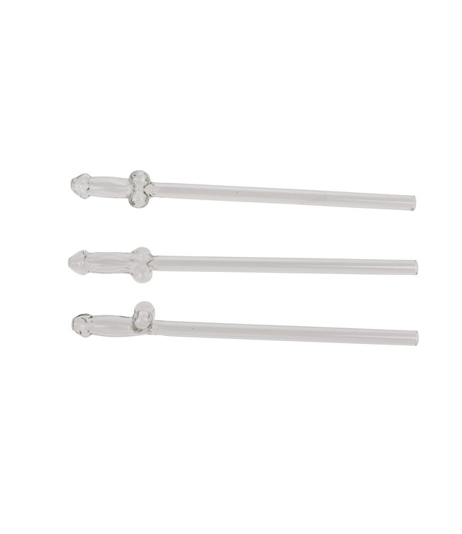 Out of the Blue Glazen Penisrietje met Reinigingsborstel Willy - 4 stuks