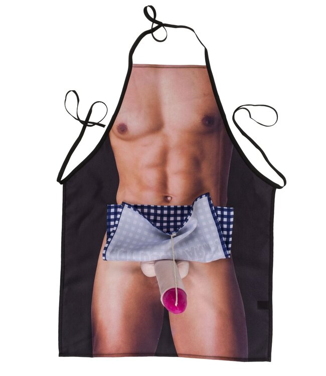 Out of the Blue Keukenschort - Mannelijk lichaam met verrassende penis