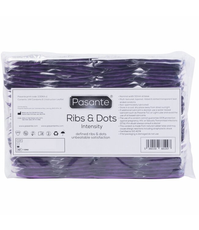 Pasante Pasante Ribs & Dots Intensity Condooms - 144 stuks